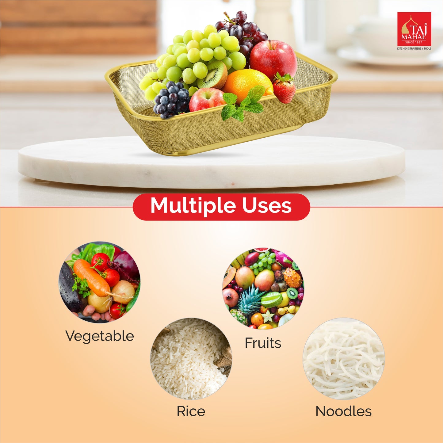 S.S SQUARE FRIDGE BASKET PVD COATED ROSE GOLD COLOUR