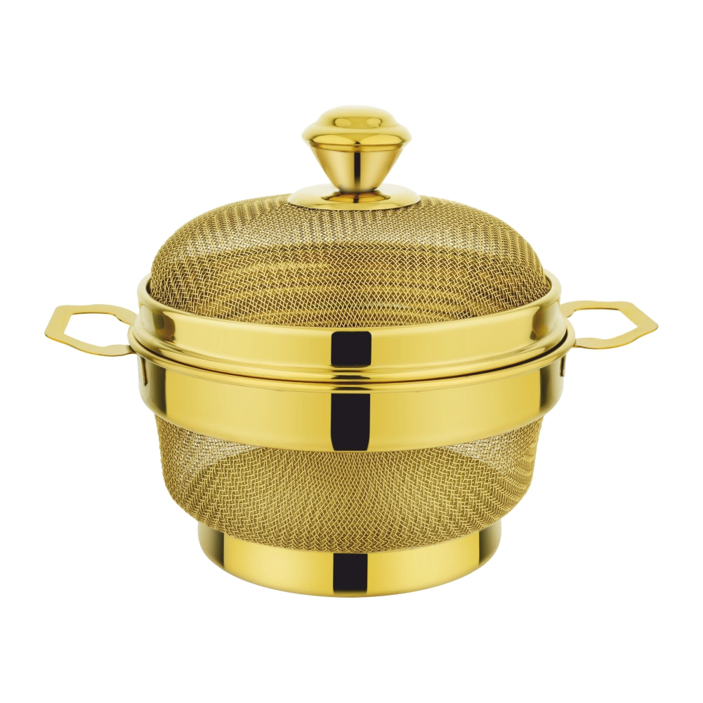 PVD COATED SS ROUND FRIDGE BASKET WITH COVER GOLD