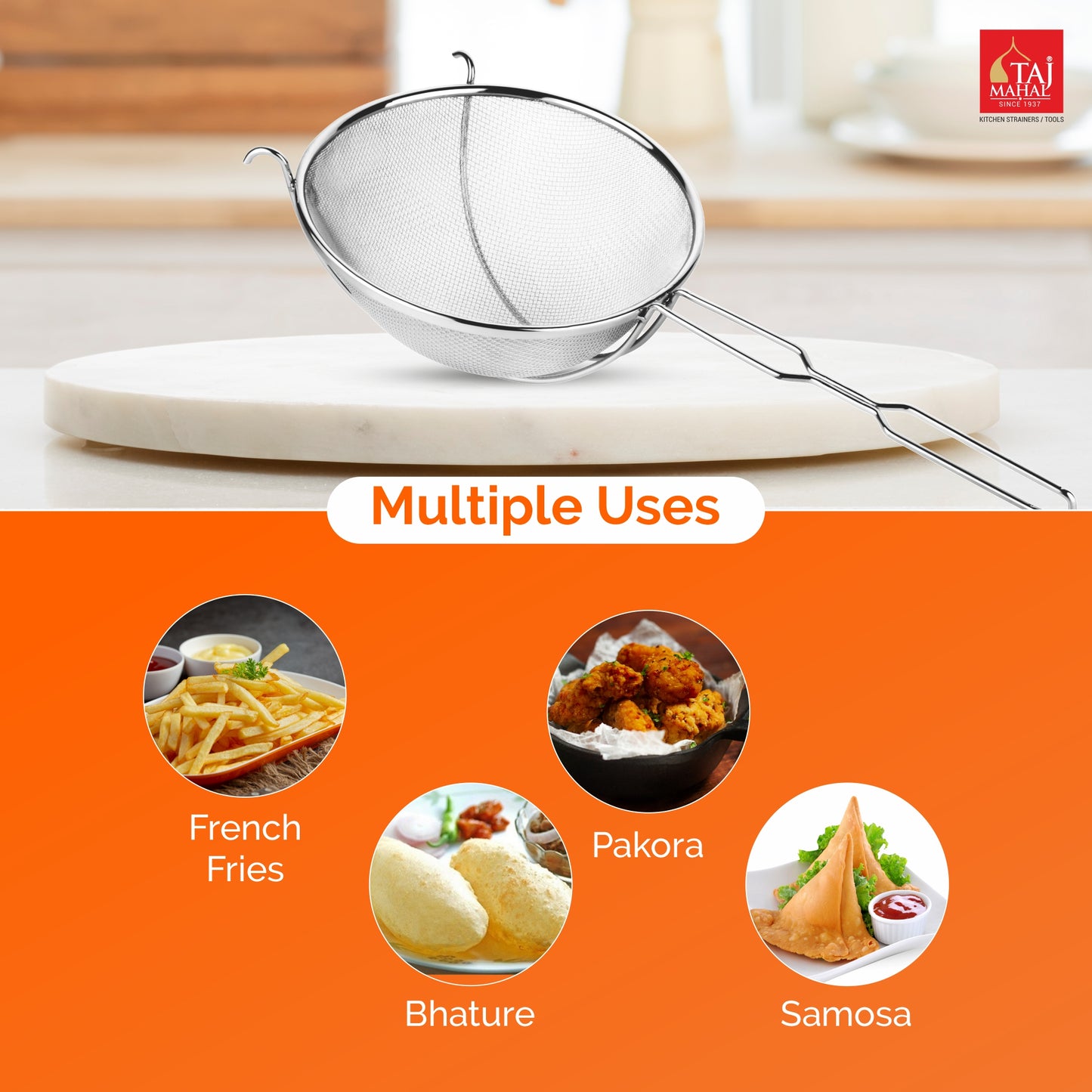 MULTIPURPOSE MESH COLANDER WITH REINFORCE / PROTECTOR