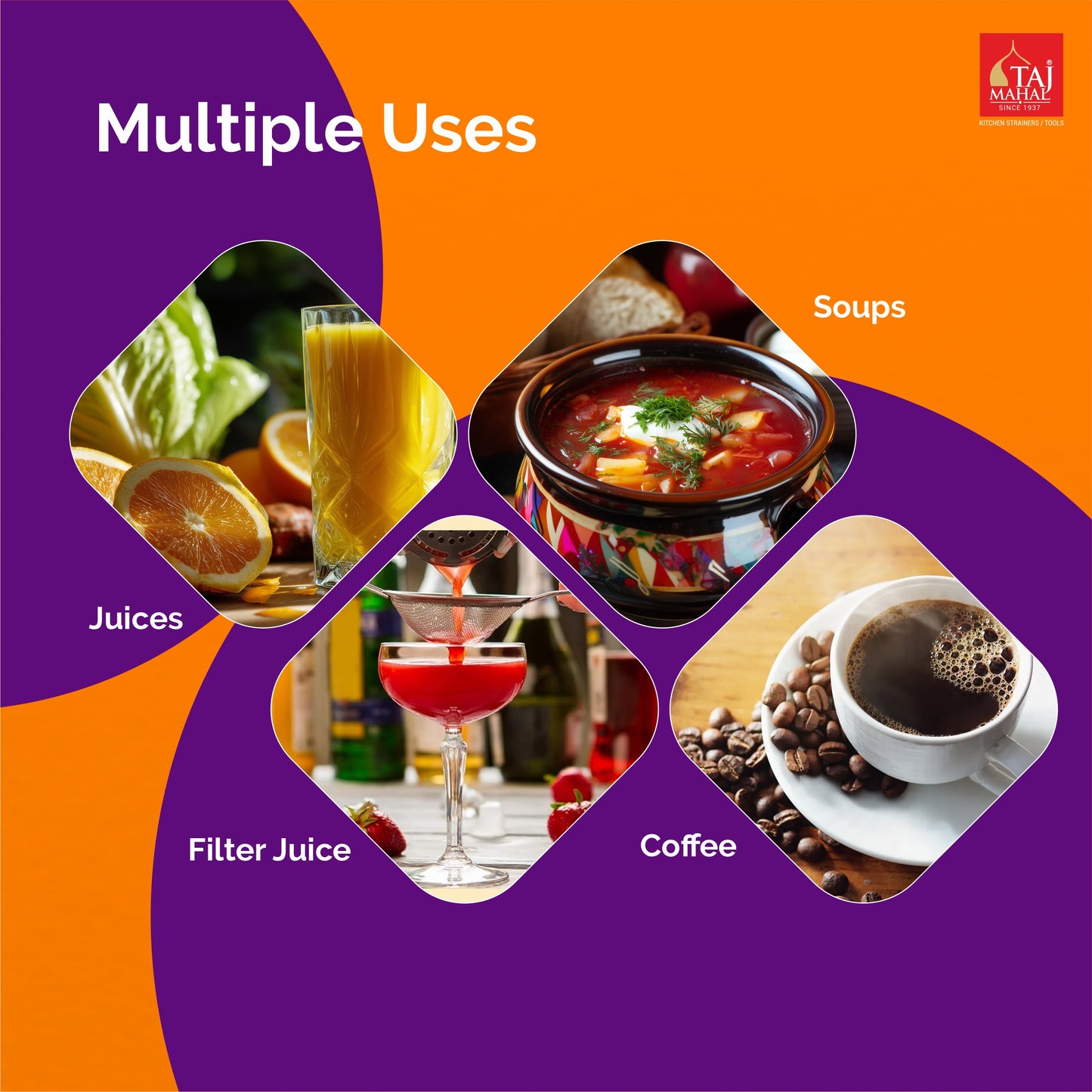 PLASTIC TAJ SYDNEY TEA AND COFFEE STRAINER