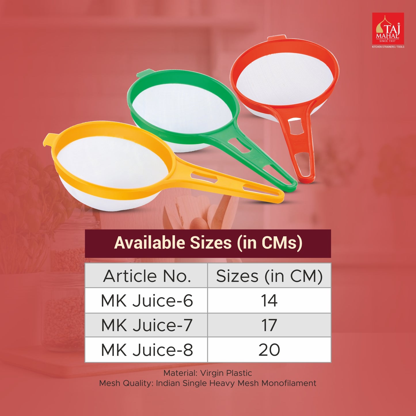 PLASTIC TEA DOUBLE MESH & JUICE MK SINGLE MESH