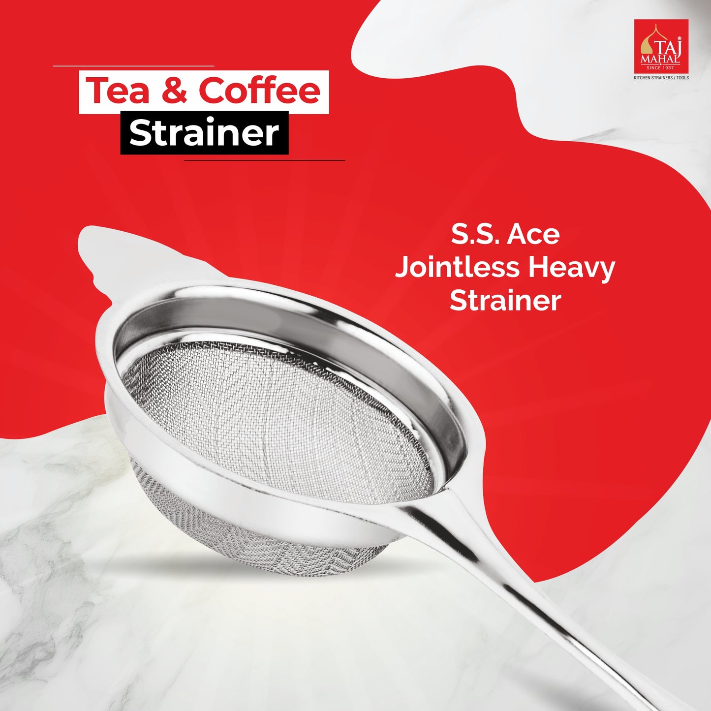 SS ACE JOINTLESS HEAVY TEA & COFFEE STRAINER