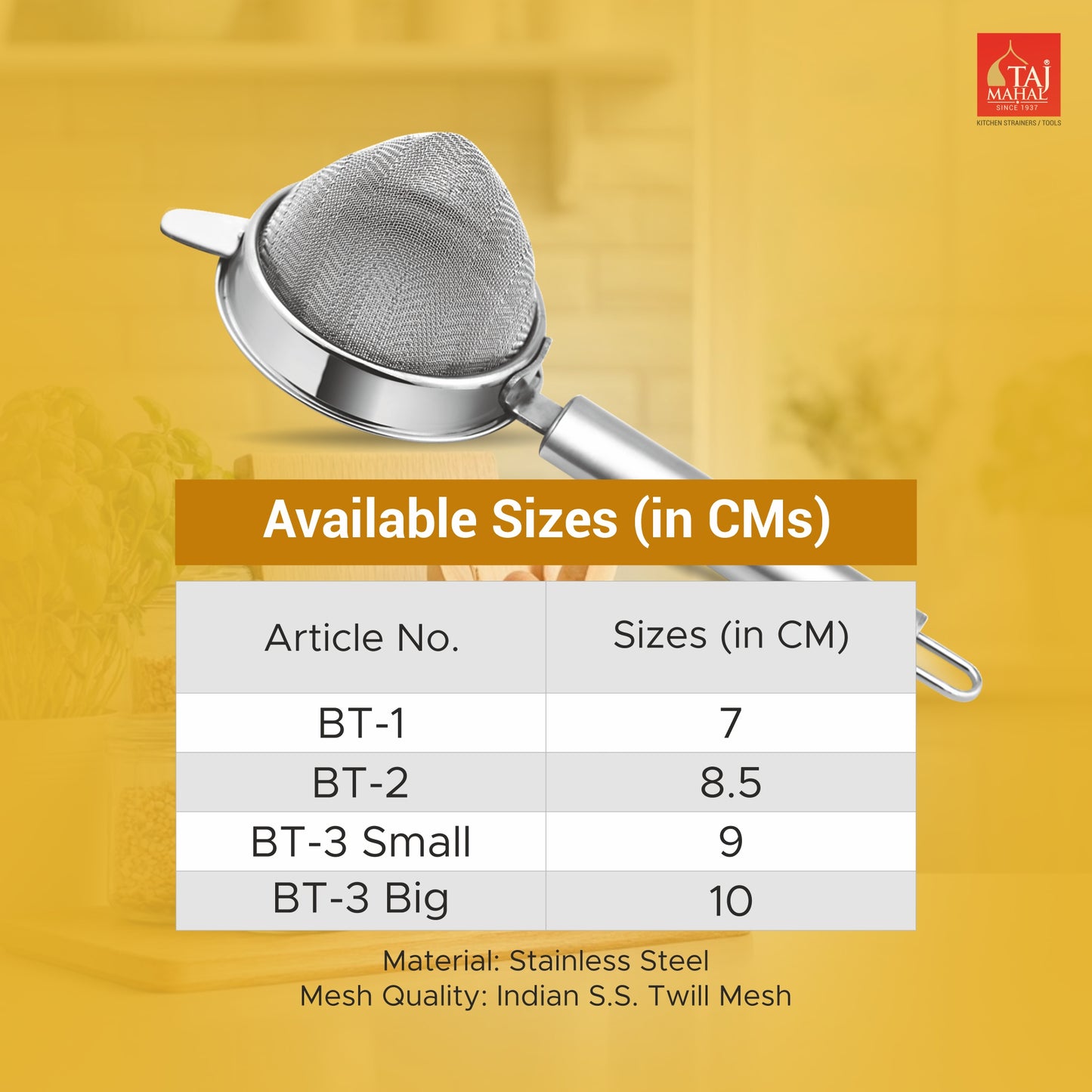 SS BOLT CONICAL TEA STRAINERS
