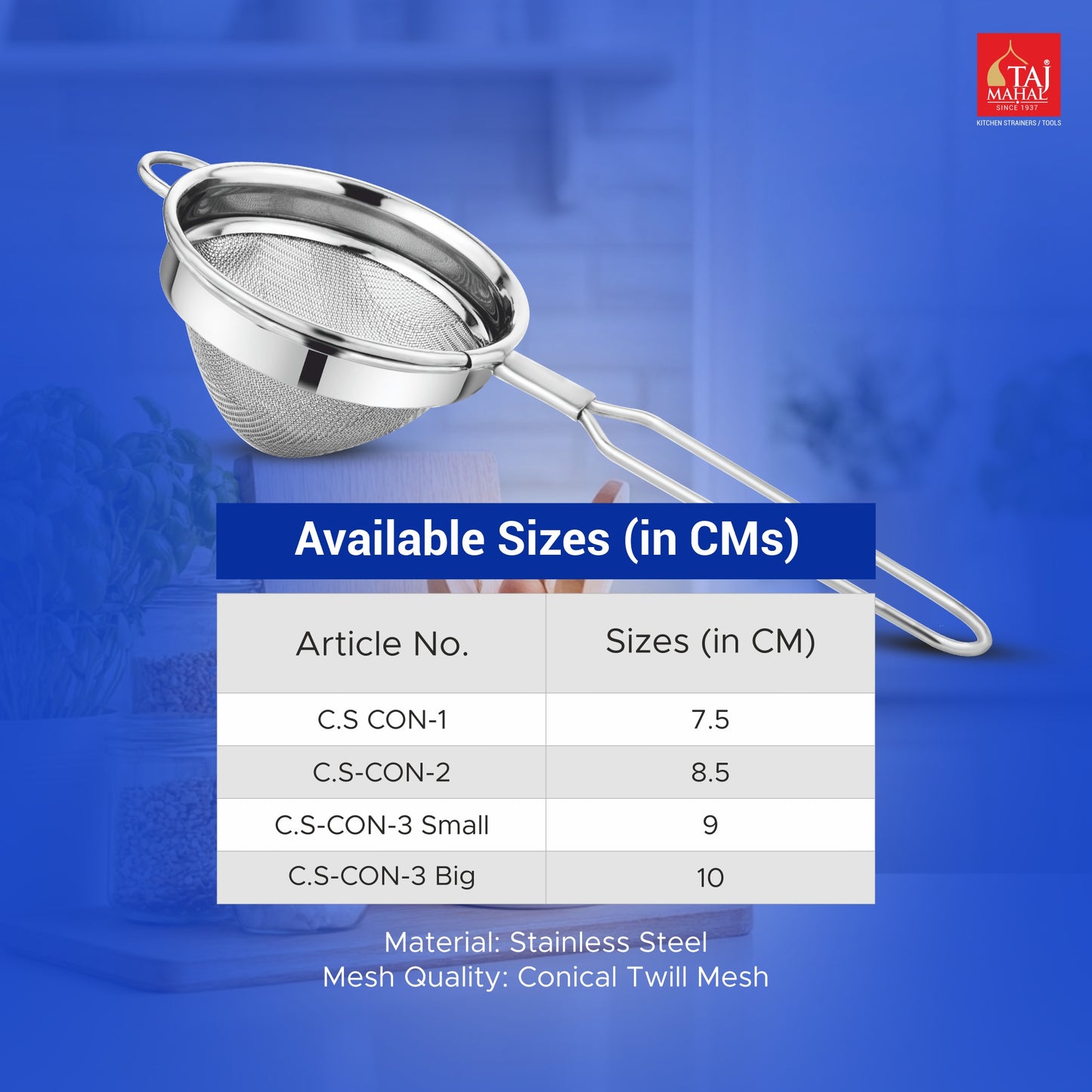 SS CLASSIC CONICAL TEA AND COFFEE STRAINER