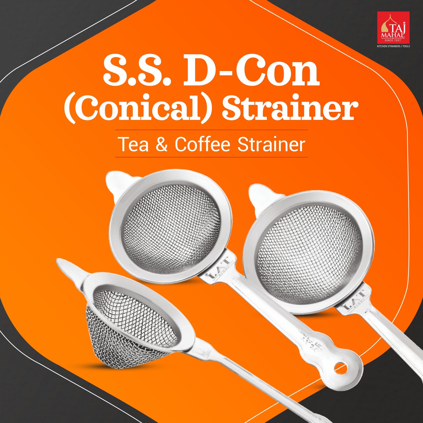 SS D-CON CONICAL TEA AND COFFEE STRAINERS