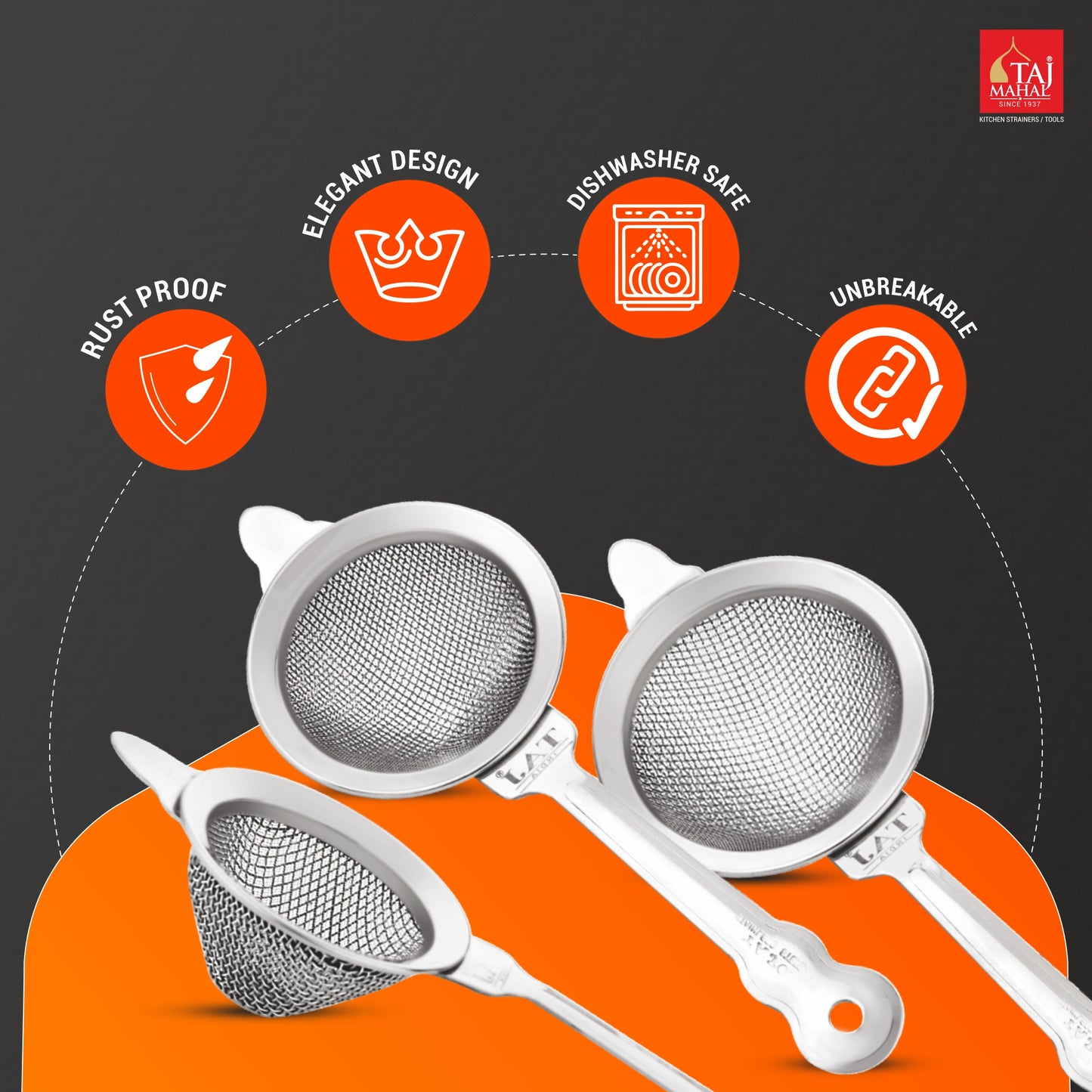 SS D-CON CONICAL TEA AND COFFEE STRAINERS