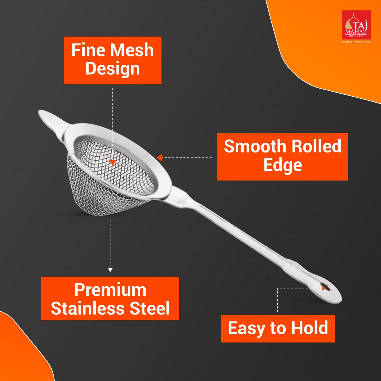 SS D-CON CONICAL TEA AND COFFEE STRAINERS