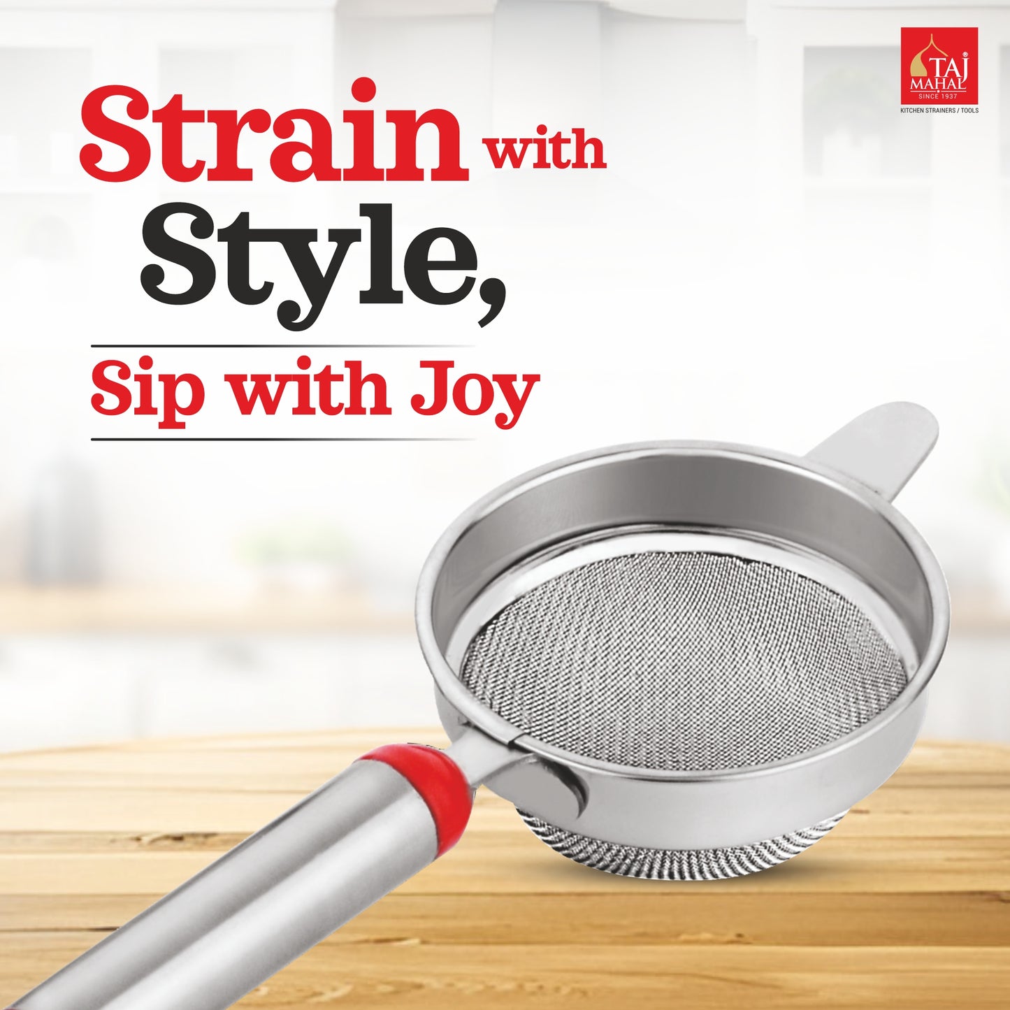 SS RED PIPE HANDLE DOUBLE MESH