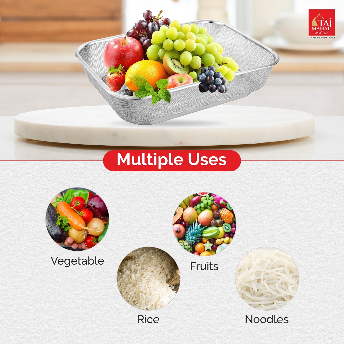 S.S SQUARE FRIDGE BASKET SILVER COLOUR