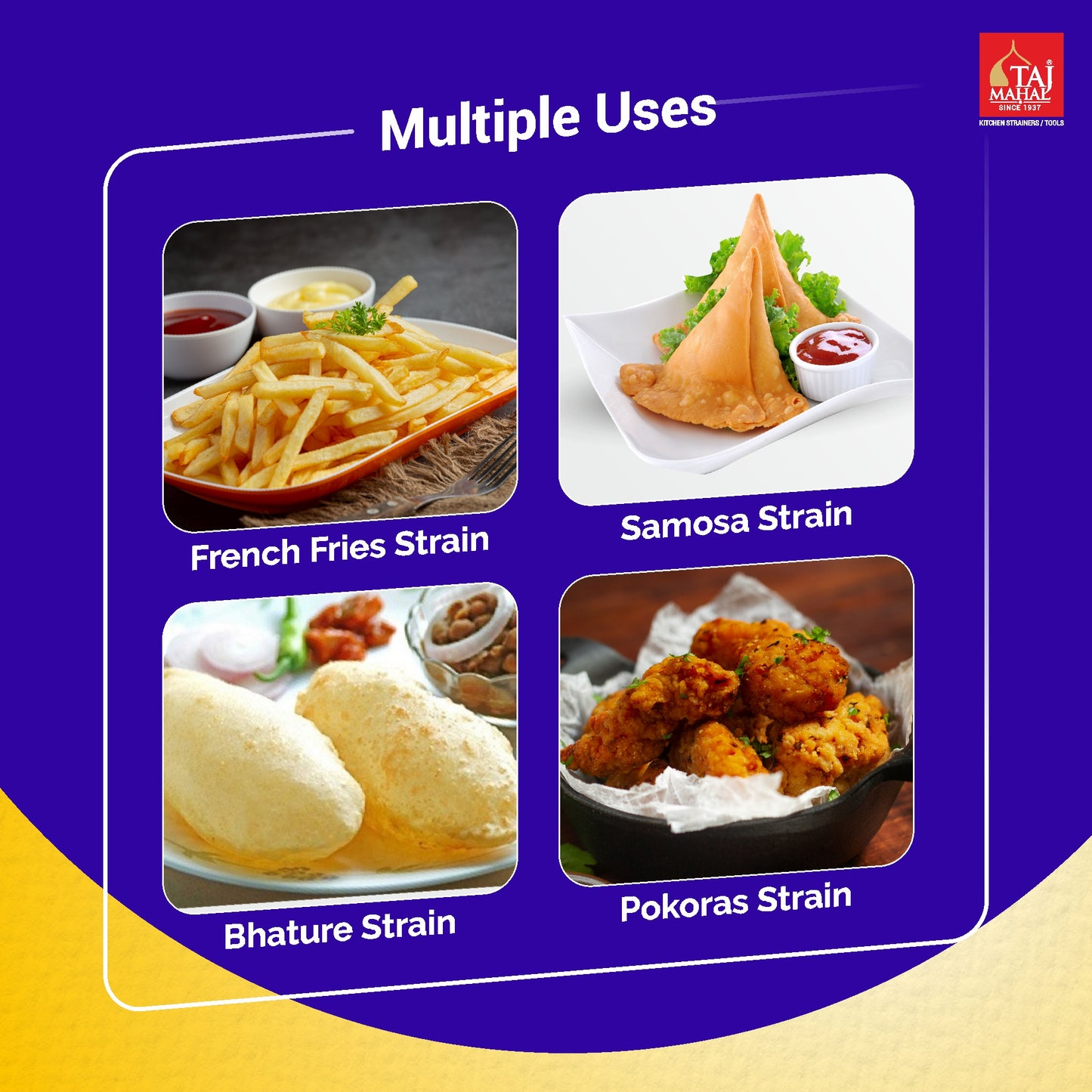 SS Flat Wire Strainer Wooden Handle