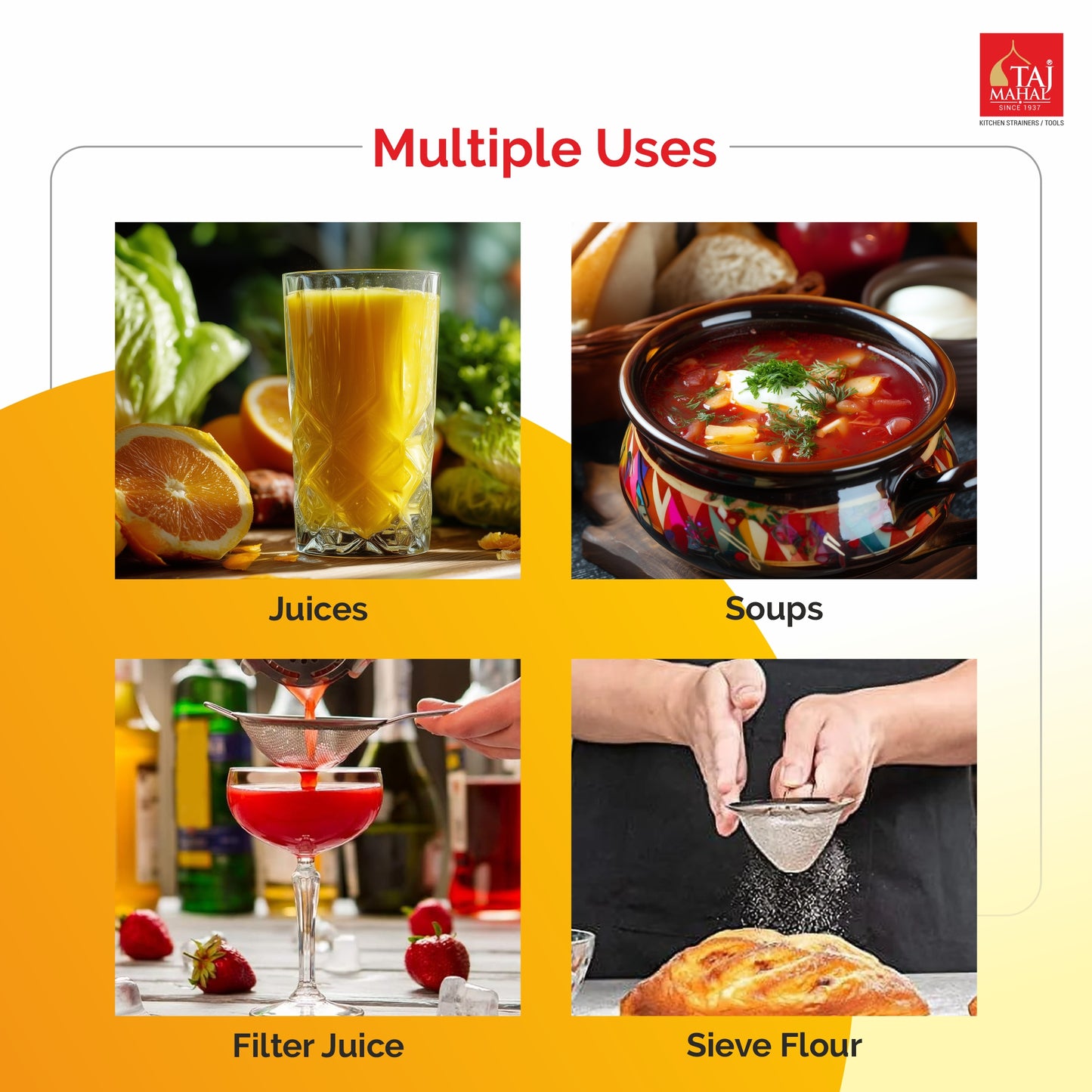SS CONICAL HEXA STRAINER SOUP AND JUICE