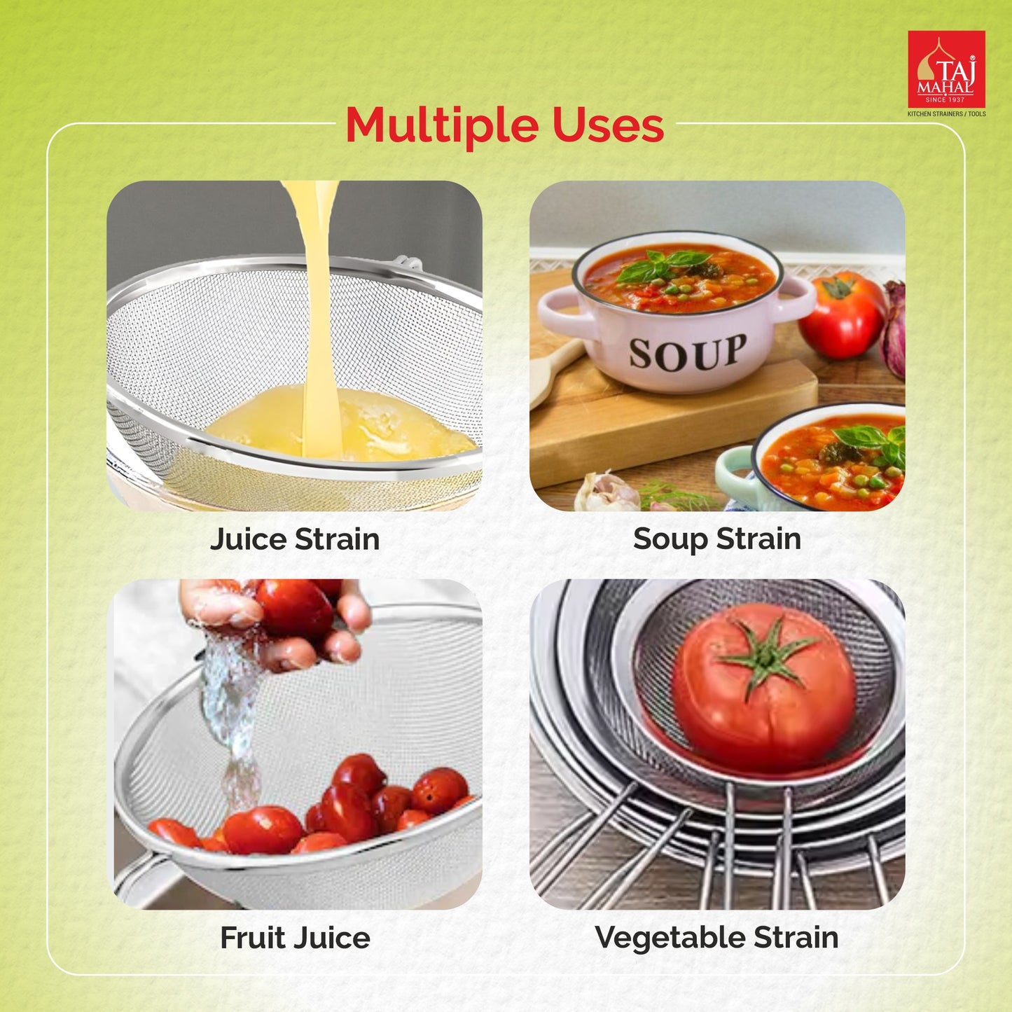 SS OVAL SOUP AND JUICE STRAINER WITH WOODEN HANDLE