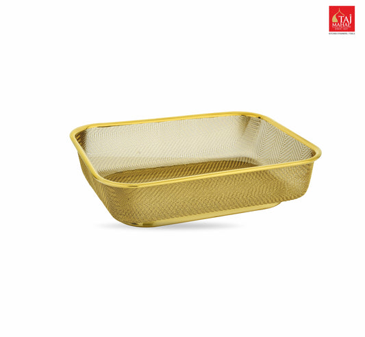 S.S SQUARE FRIDGE BASKET PVD COATED GOLD COLOUR