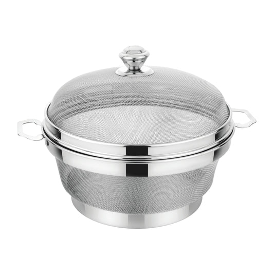 SS ROUND FRIDGE BASKET WITH COVER