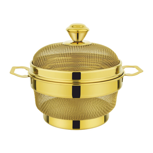 PVD COATED SS ROUND FRIDGE BASKET WITH COVER GOLD
