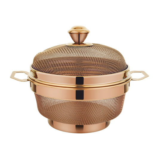 PVD COATED SS ROUND FRIDGE BASKET WITH COVER ROSE GOLD