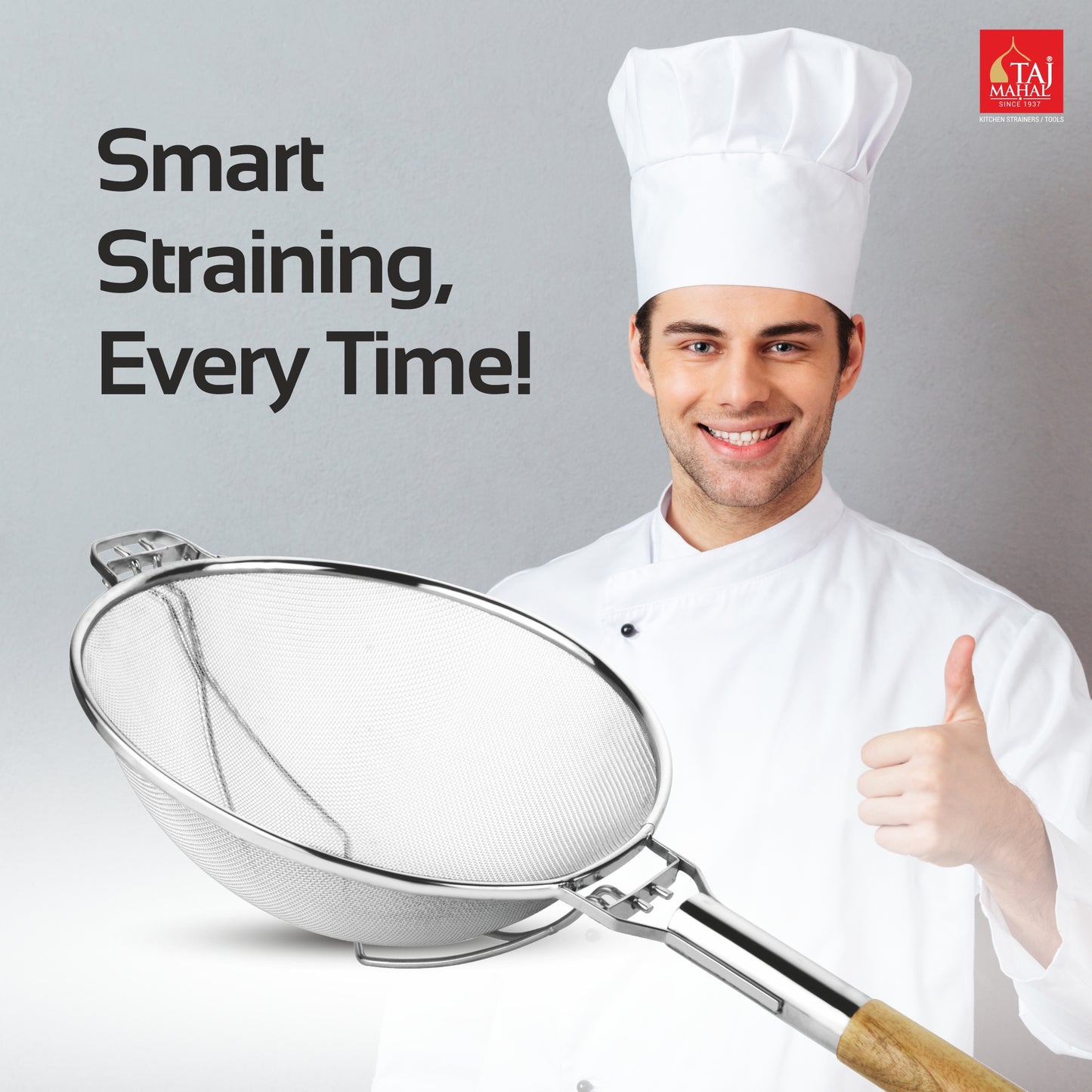 HULK-WH-STRAINER WOODEN HANDLE WITH REINFORCE / MESH PROTECTOR