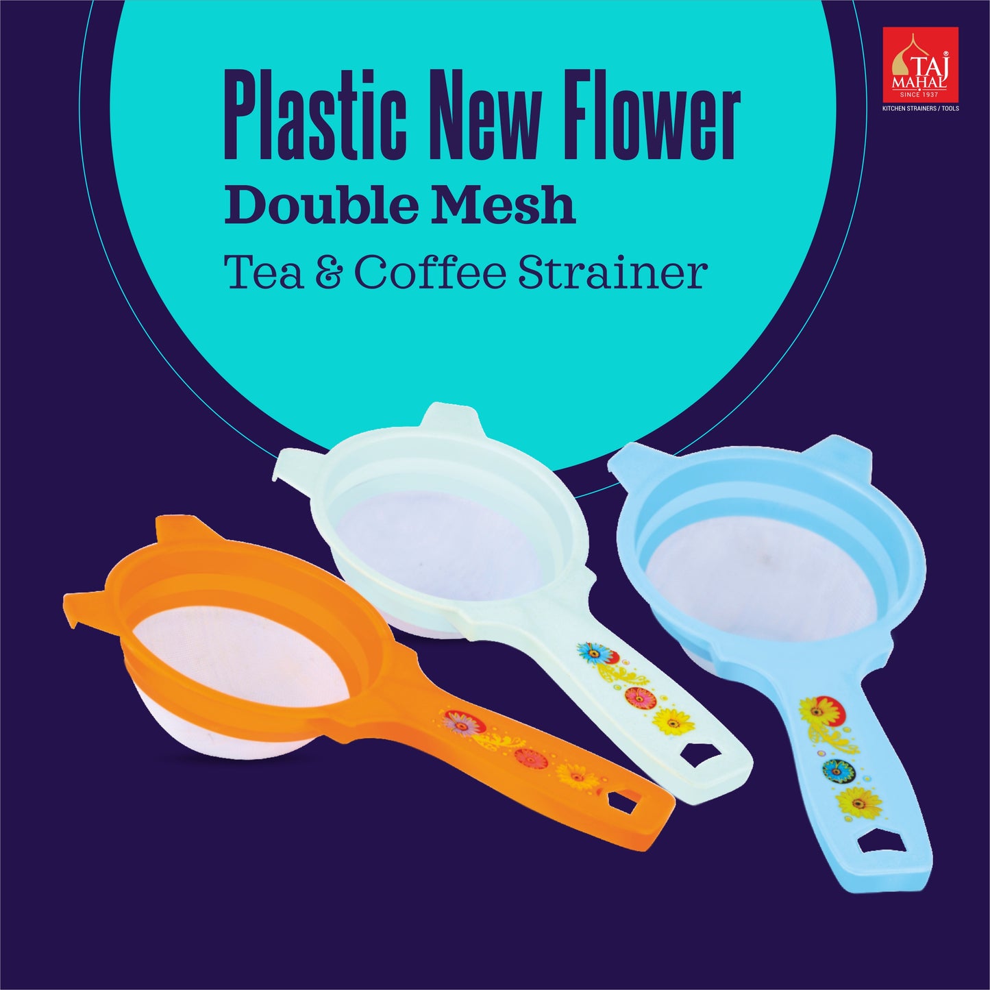 PLASTIC NEW FLOWER DOUBLE MESH TEA AND COFFEE STRAINER