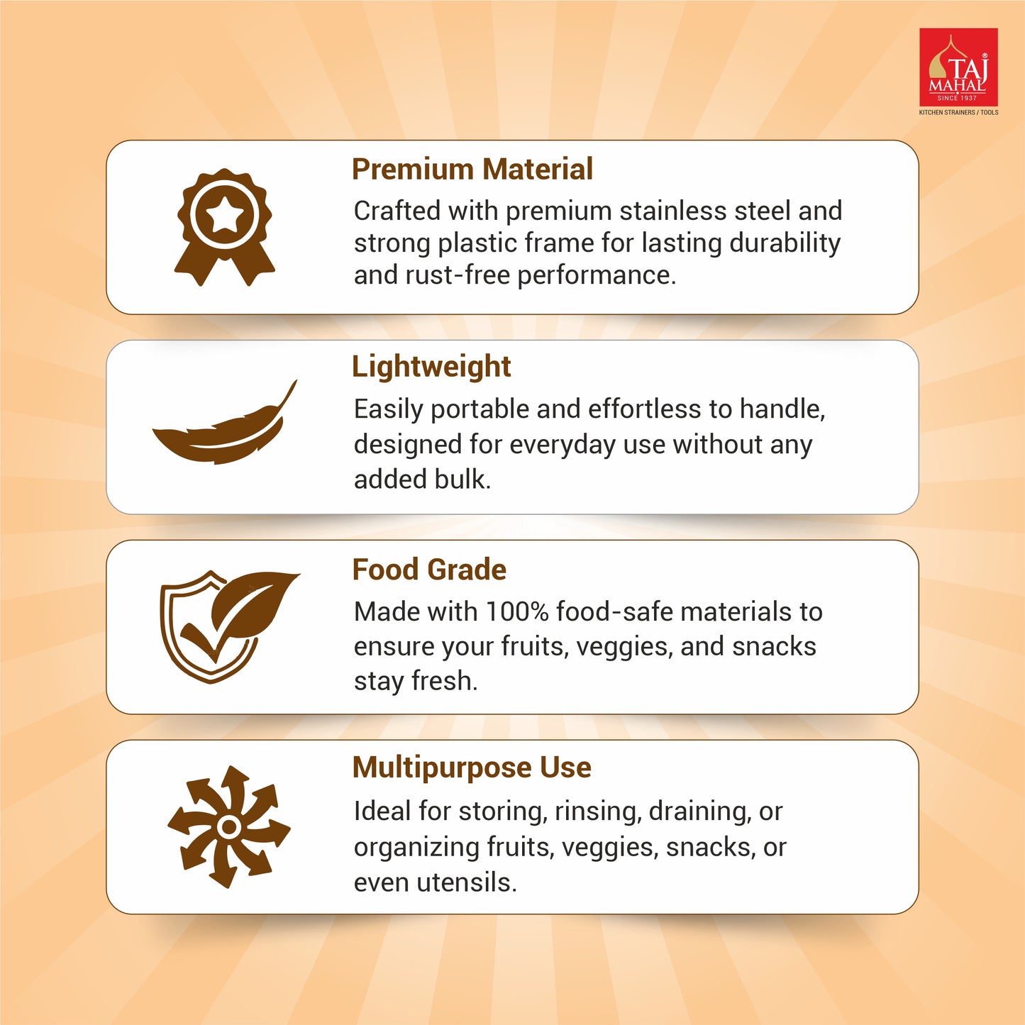 PVD COATED SS ROUND FRIDGE BASKET WITH COVER ROSE GOLD