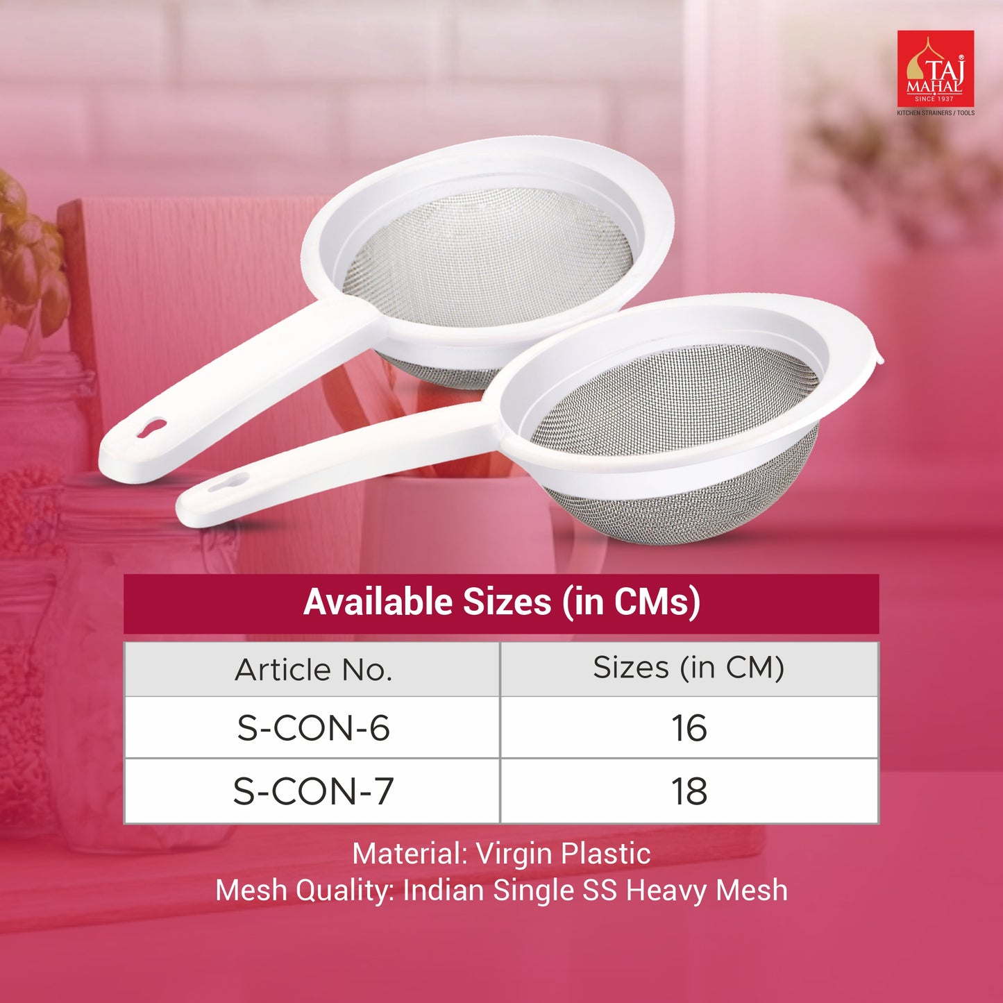 PLASTIC CON JUICE AND SOUP STRAINER (12 Pieces)