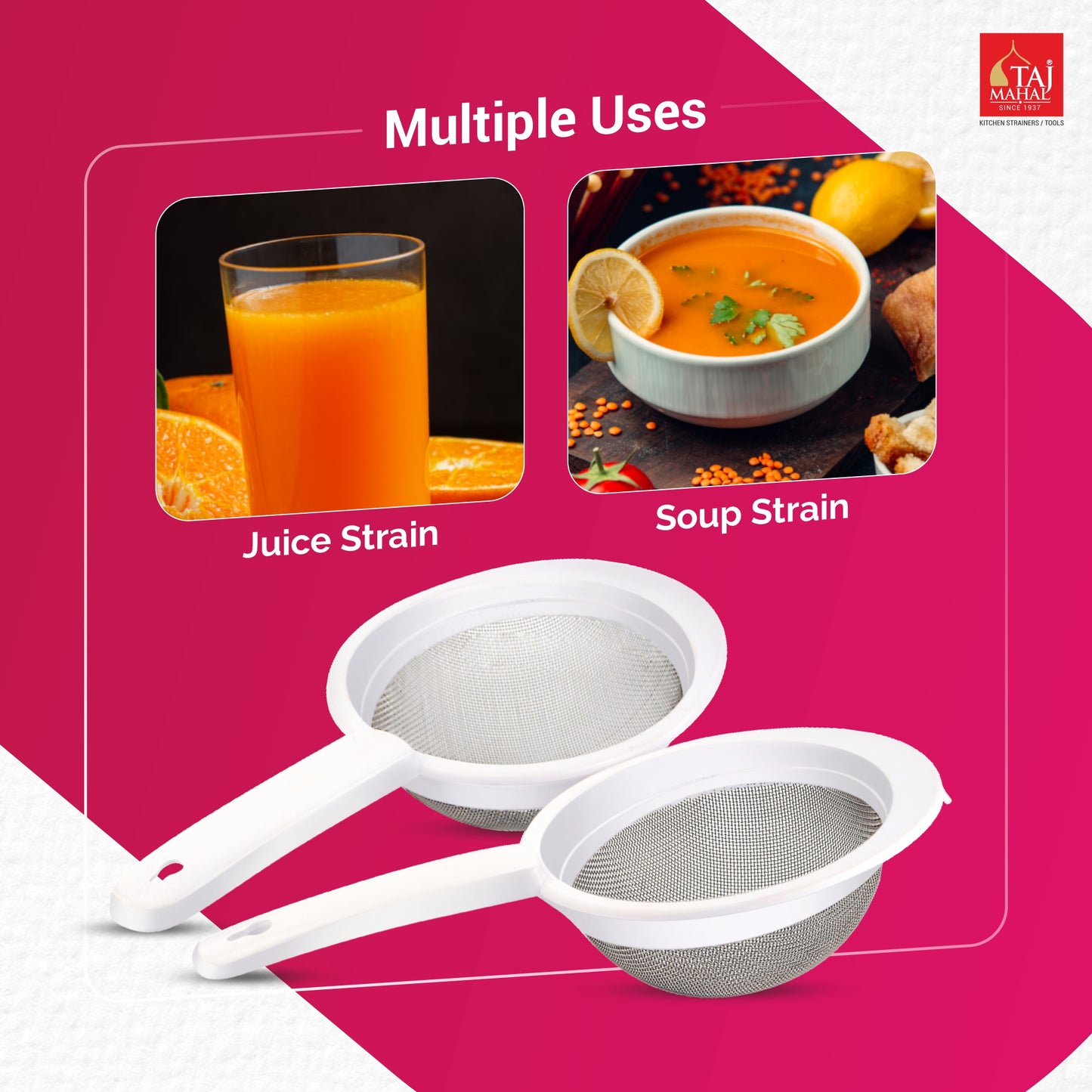 PLASTIC CON JUICE AND SOUP STRAINER (12 Pieces)