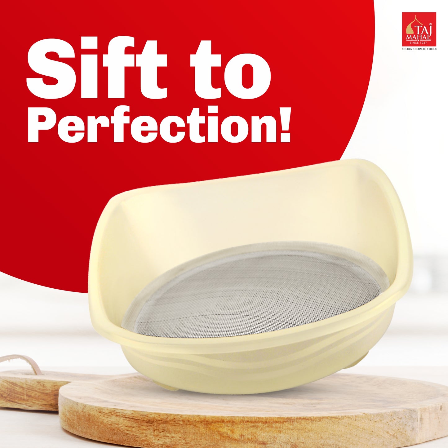 TAJ MAHAL  PLASTIC SUMO ATTA MAIDA SIEVES WITH SS MESH (12 Pieces)