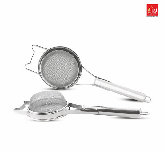 SS INOX SOUP STRAINER WITH SS PIPE HANDLE