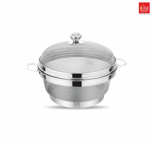 SS ROUND FRIDGE BASKET WITH COVER