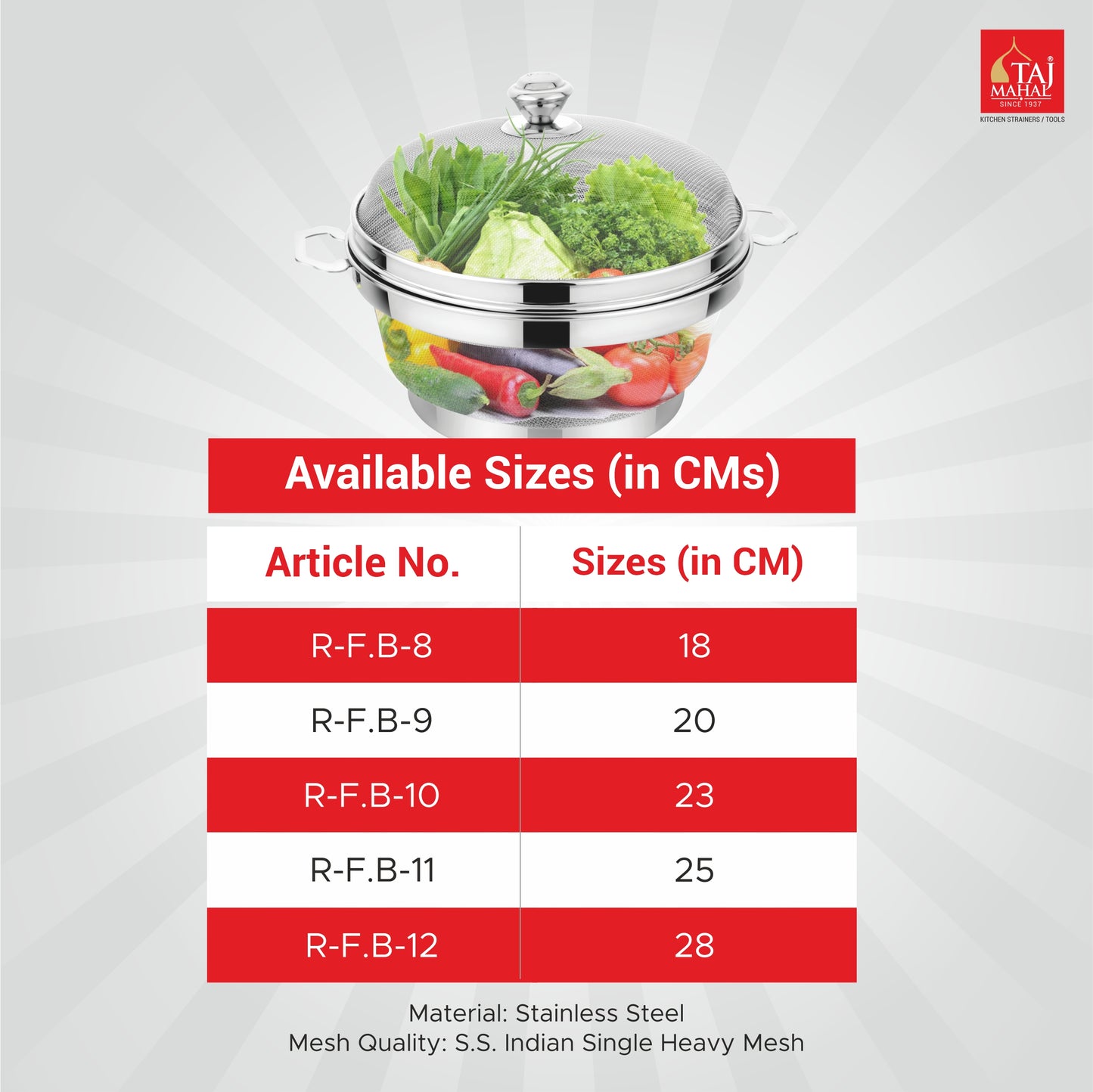 SS ROUND FRIDGE BASKET WITH COVER