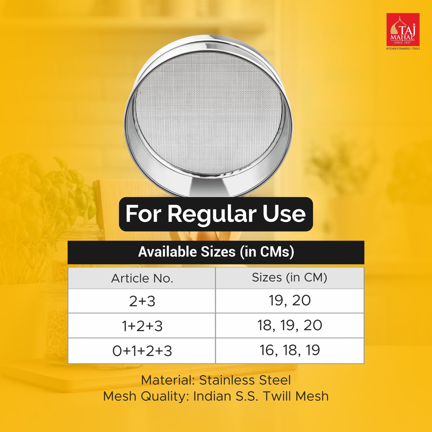 SS SLEEK AATA MAIDA SIEVE FOR REGULAR USE