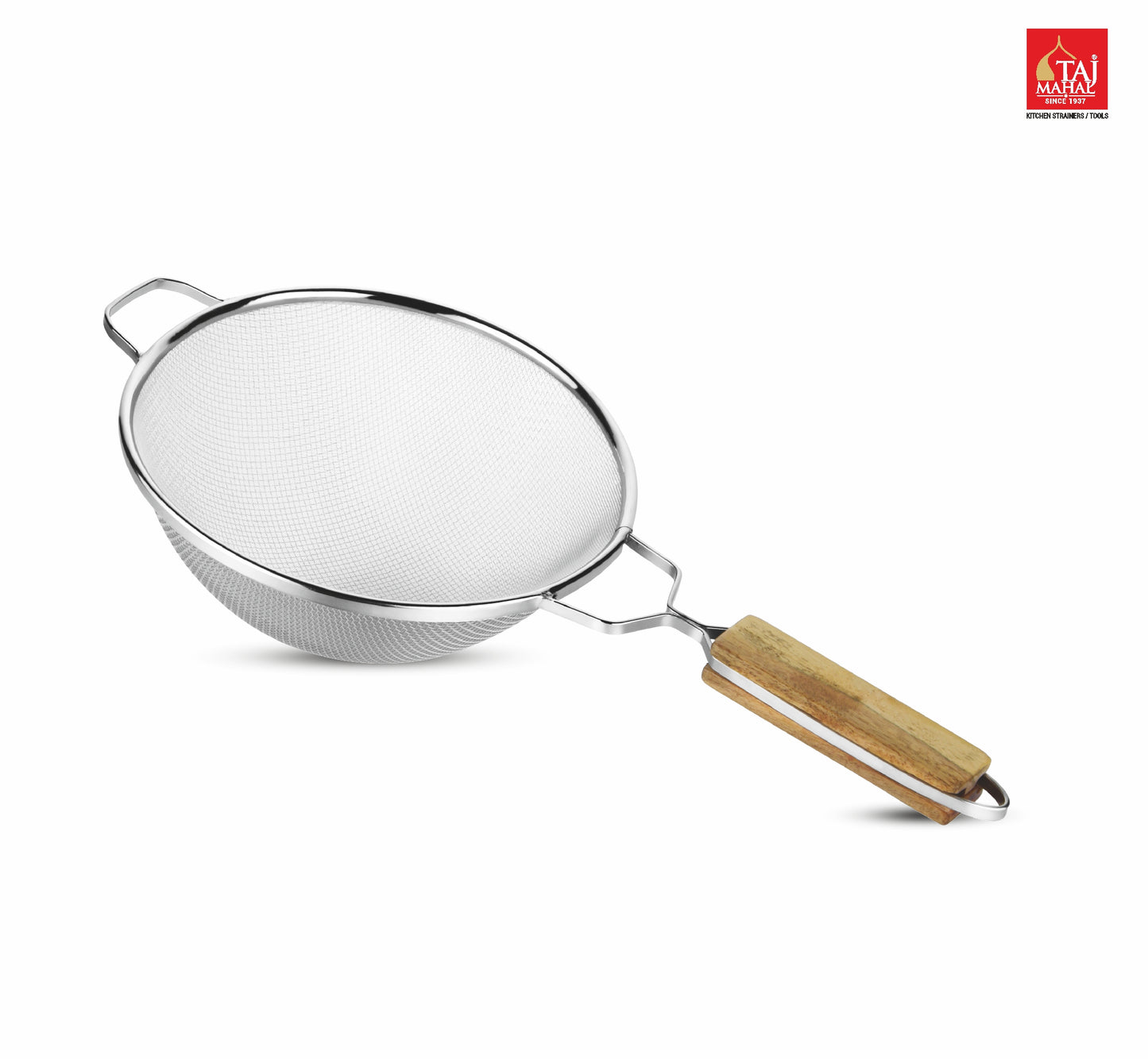 SS Flat Wire Strainer Wooden Handle