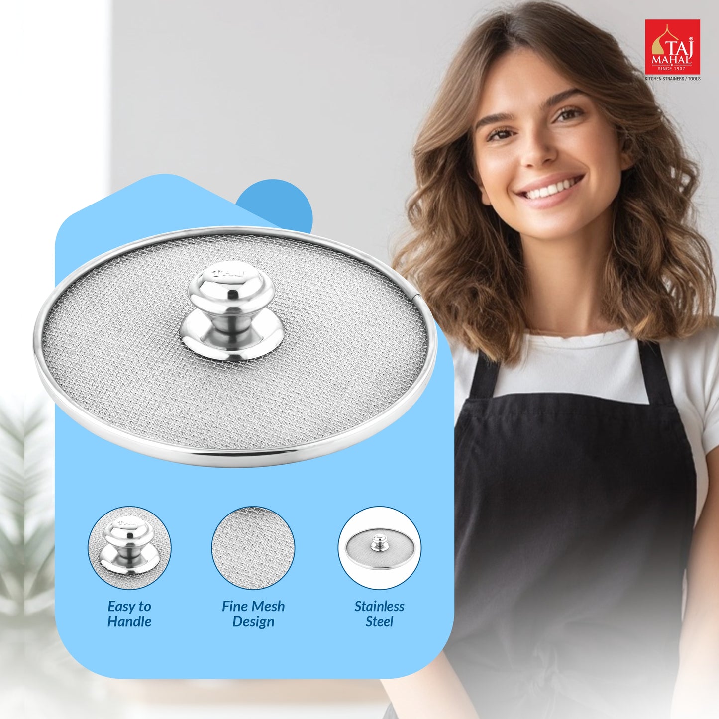 SS DOUBLE MESH NET COVER LID WITH BIG NOB