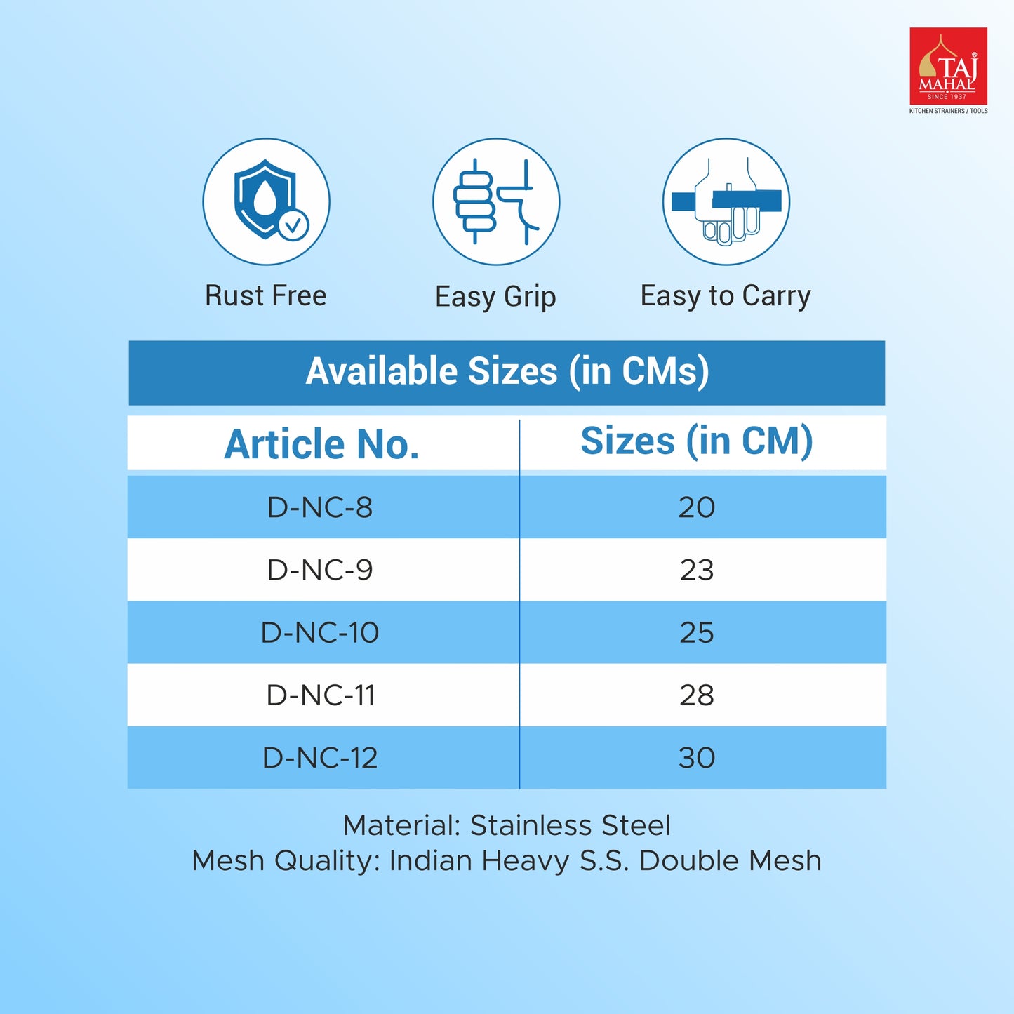 SS DOUBLE MESH NET COVER LID WITH BIG NOB