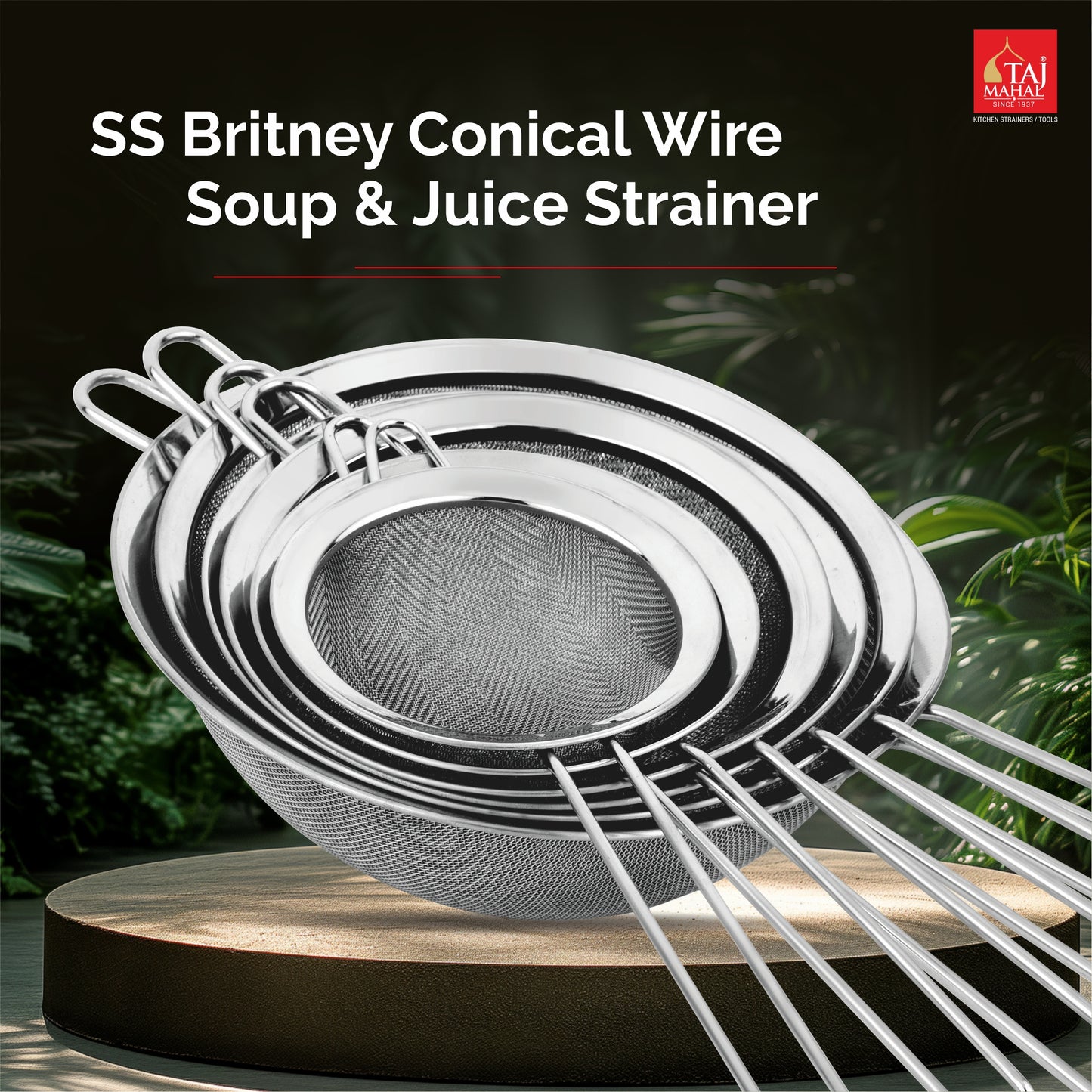 SS BRITNEY CONICAL WIRE STRAINER SOUP AND JUICE