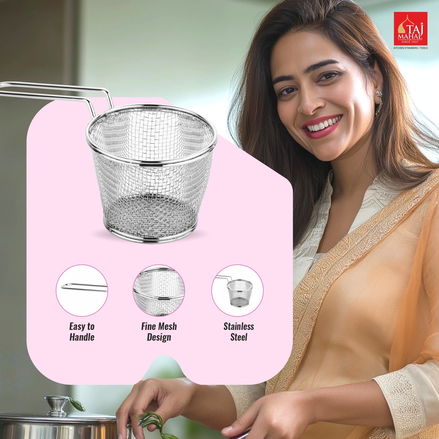 S.S. CHIP FRY BASKET ROUND