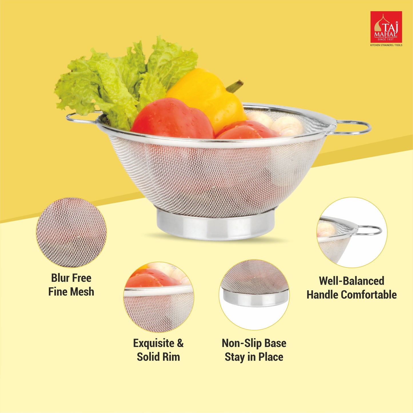 SS COLANDER MESH BASKET SILVER