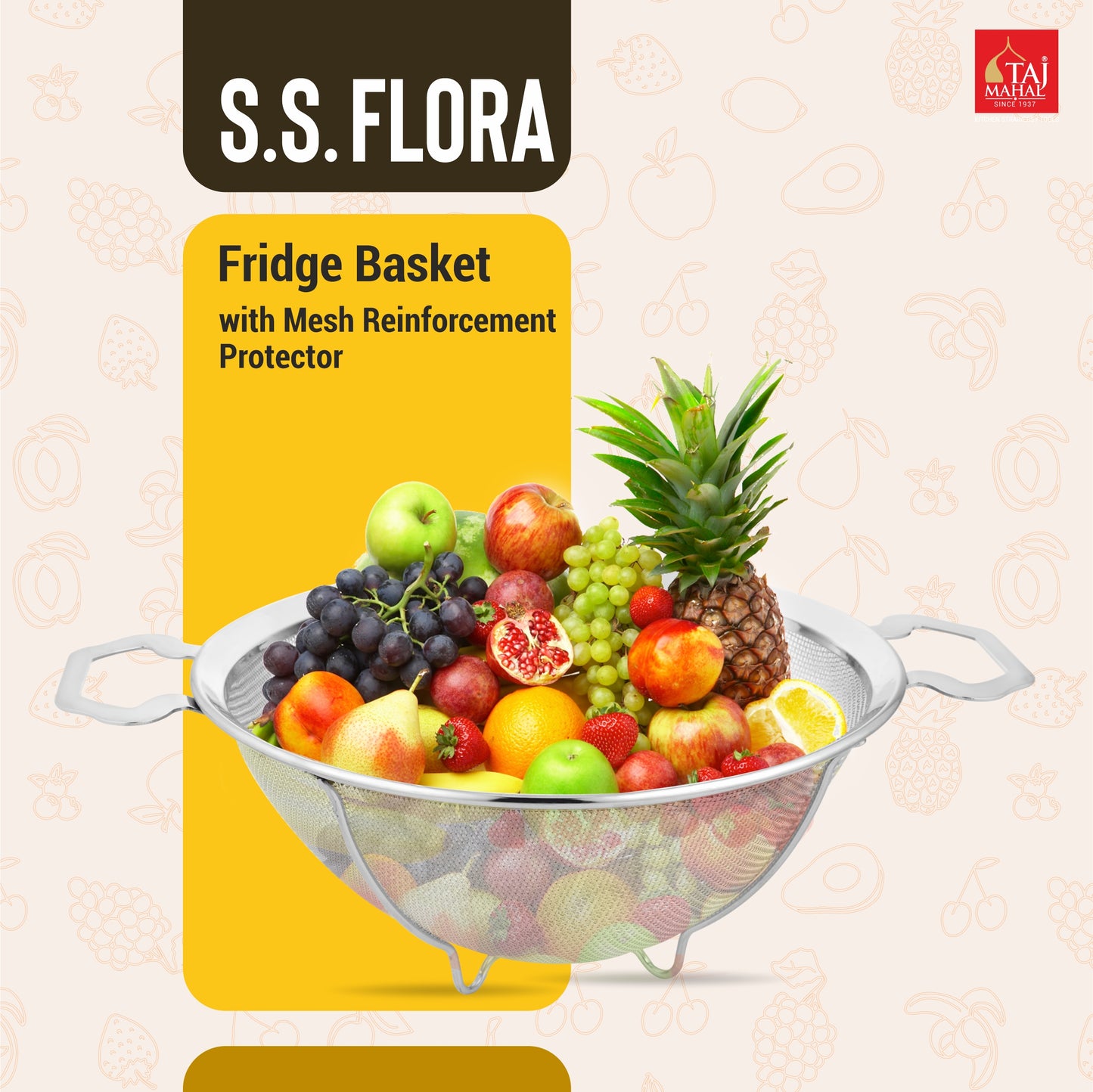 S.S. FLORA FRIDGE BASKET WITH MESH REINFORCEMENT PROTECTOR
