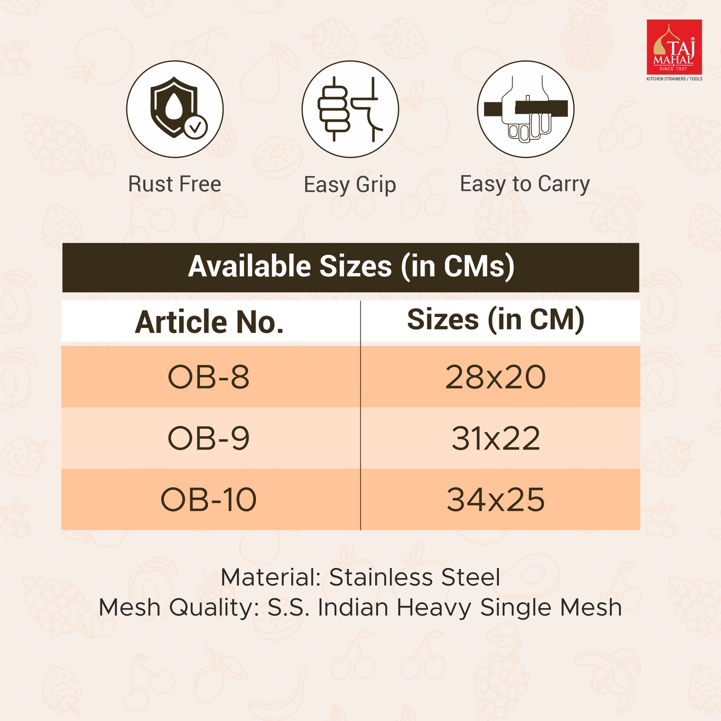 S.S. FLORA FRIDGE BASKET WITH MESH REINFORCEMENT PROTECTOR