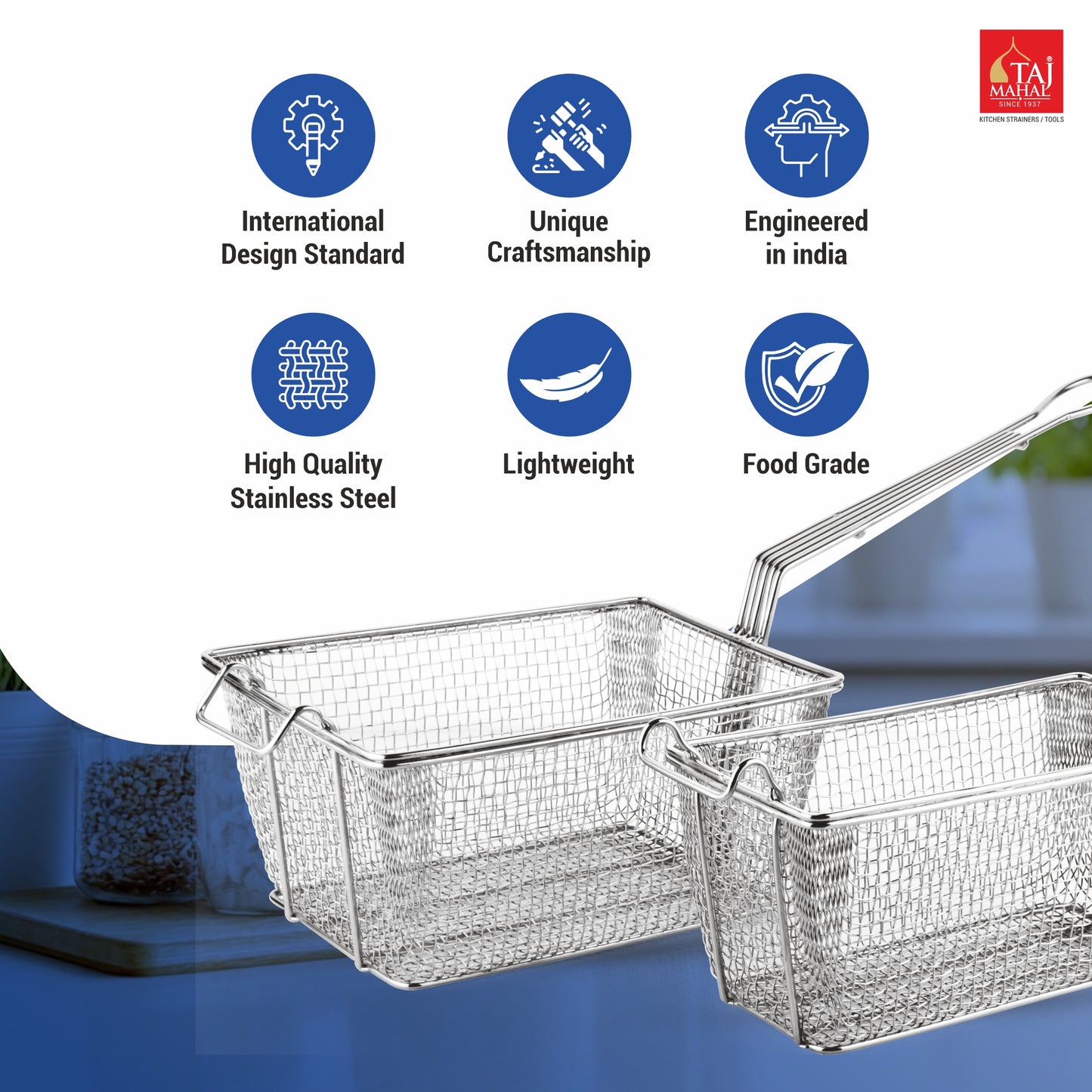 S.S MC CHIP FRY BASKET WITH REINFORCE / MESH PROTECTOR
