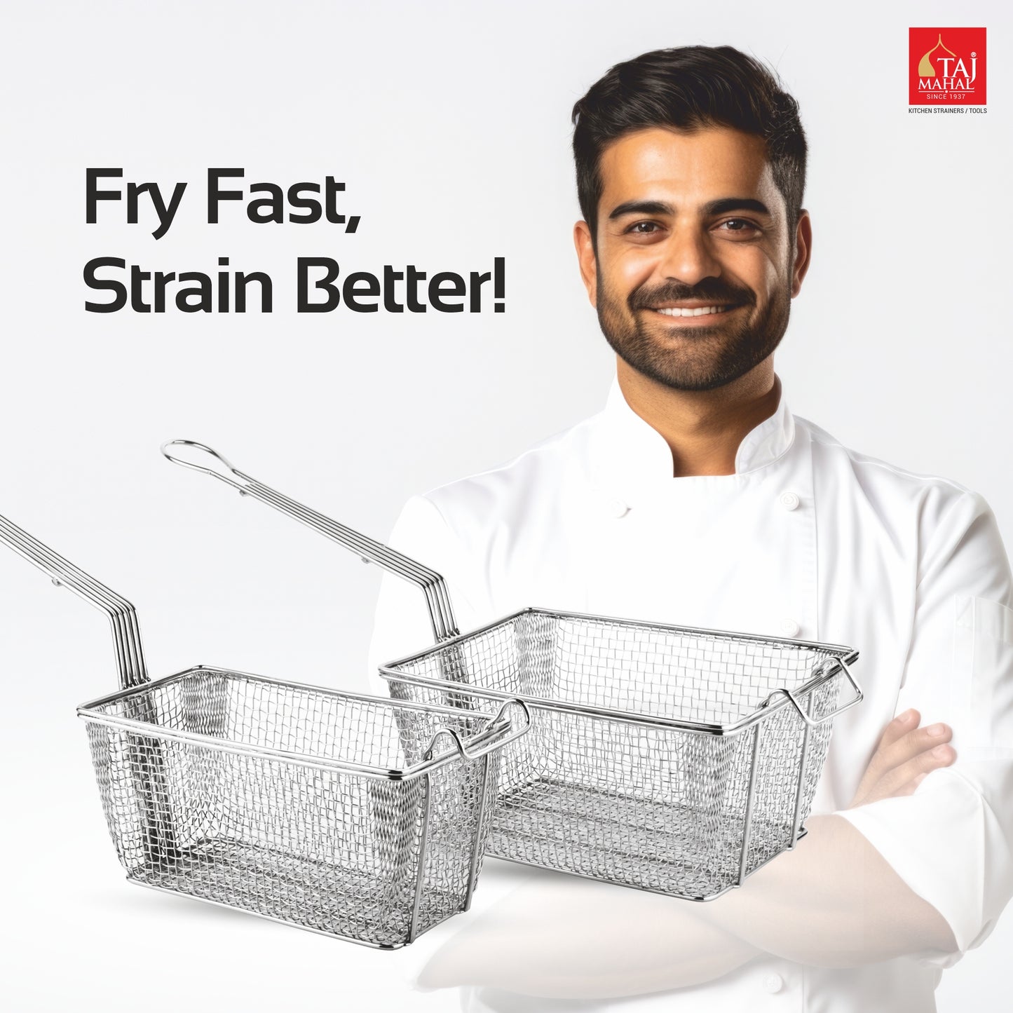 S.S MC CHIP FRY BASKET WITH REINFORCE / MESH PROTECTOR