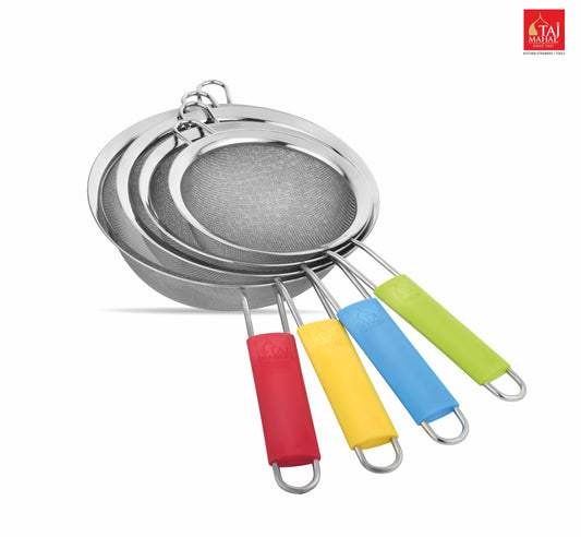 SS ROMY STRAINER SOUP AND JUICE COLOR HANDLE