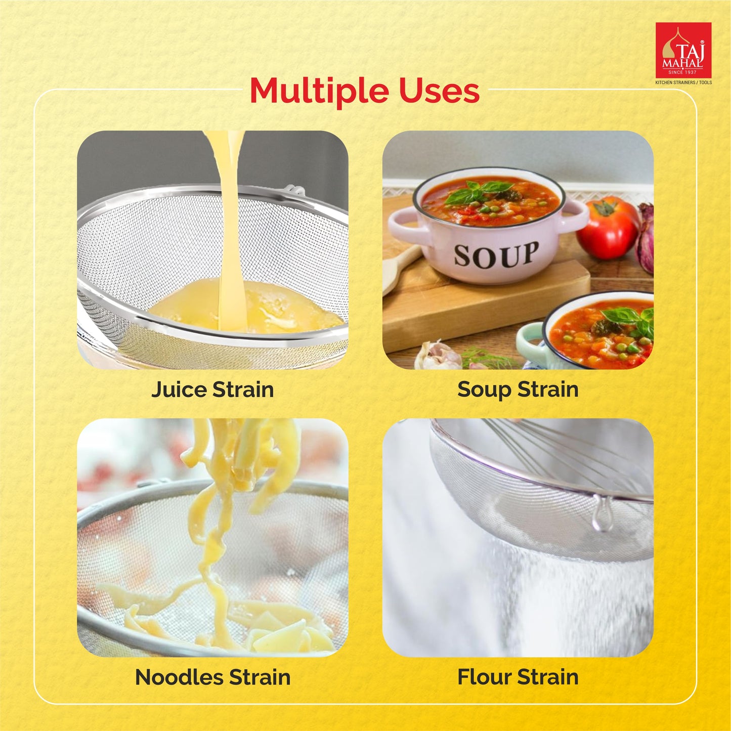SS ROMY STRAINER SOUP AND JUICE COLOR HANDLE