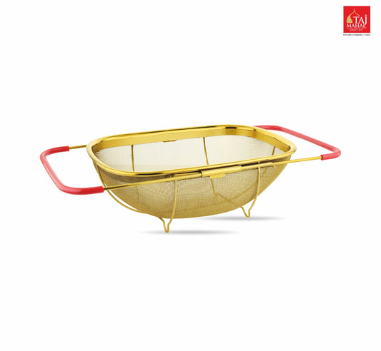 PVD COATED GOLD SS SINK BASKET WITH MESH REINFORCEMENT PROTECTOR