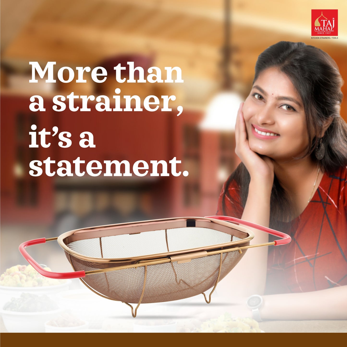 PVD COATED ROSE GOLD SS SINK BASKET WITH MESH REINFORCEMENT PROTECTOR